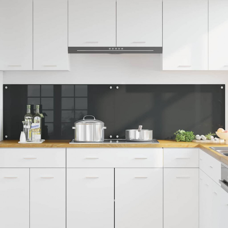 Panel kuchenny 2 pcs Ciemnoszary 100 x 50 cm szkło hartowane
