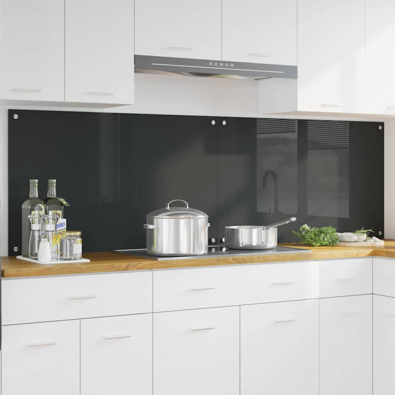 Panel kuchenny 2 pcs Ciemnoszary 100 x 60 cm szkło hartowane