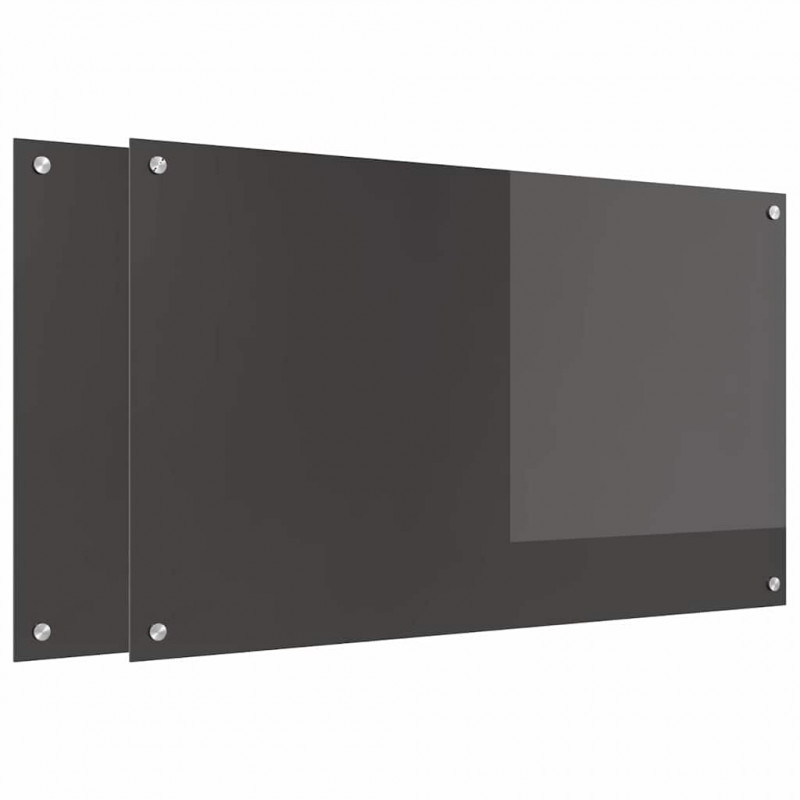 Panel kuchenny 2 pcs Ciemnoszary 100 x 60 cm szkło hartowane