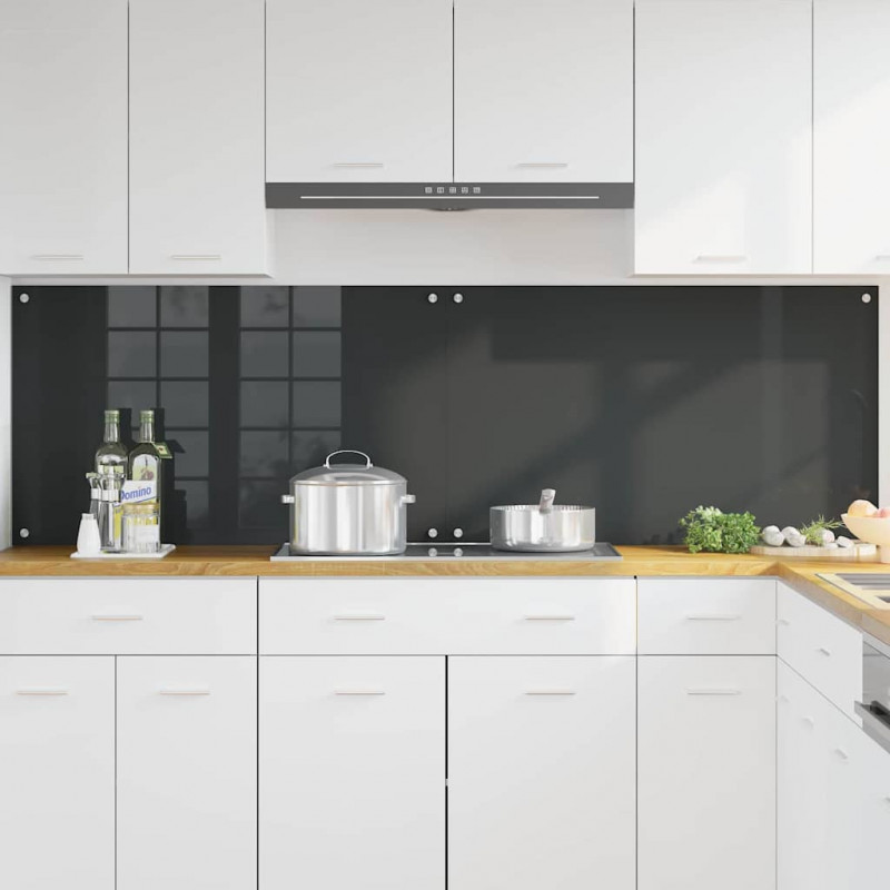 Panel kuchenny 2 pcs Ciemnoszary 100 x 60 cm szkło hartowane