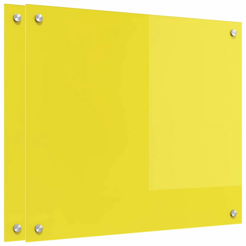 Panel kuchenny 2 pcs Żółty 70 x 60 cm szkło hartowane