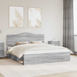Ramka łóżka Szary Sonoma 200 x 200 cm Lite drewno sosnowe
