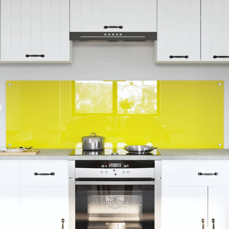 Panel kuchenny 2 pcs Żółty 80 x 50 cm szkło hartowane