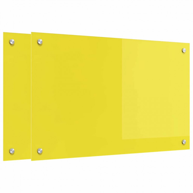Panel kuchenny 2 pcs Żółty 80 x 50 cm szkło hartowane