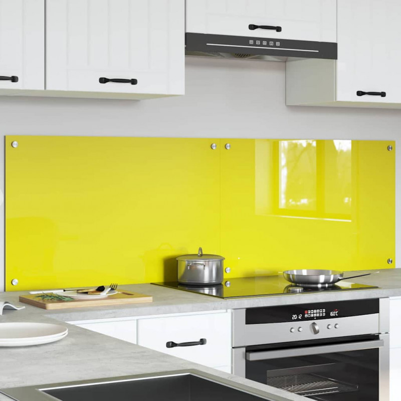 Panel kuchenny 2 pcs Żółty 80 x 50 cm szkło hartowane
