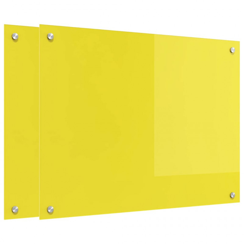 Panel kuchenny 2 pcs Żółty 80 x 60 cm szkło hartowane