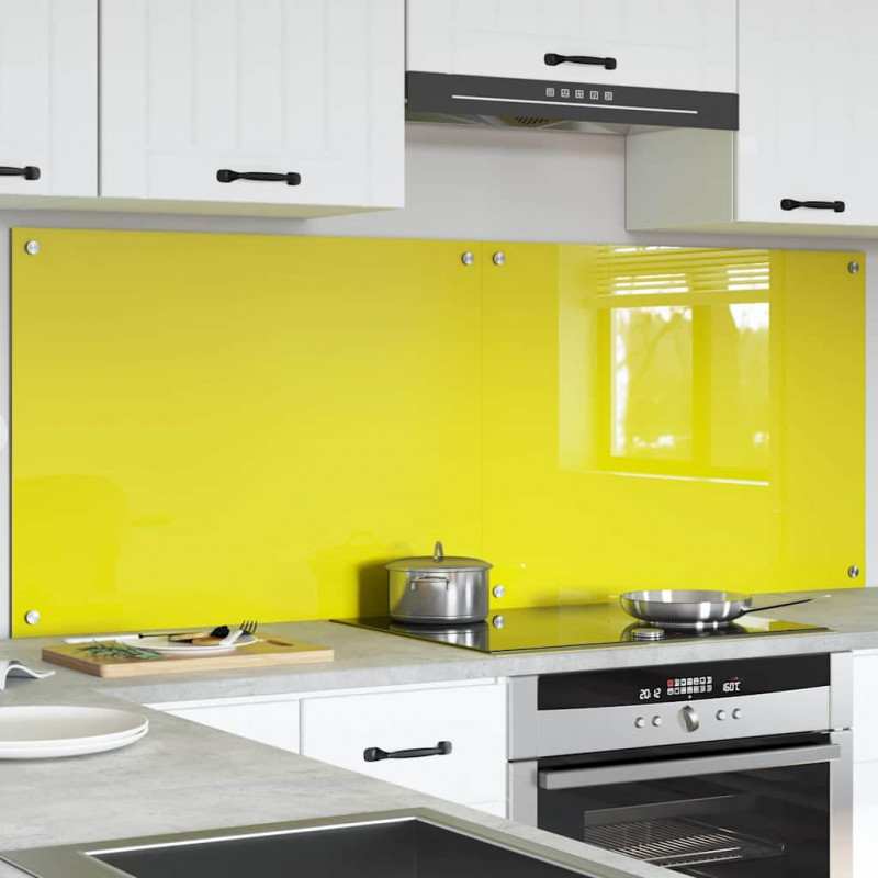 Panel kuchenny 2 pcs Żółty 80 x 60 cm szkło hartowane