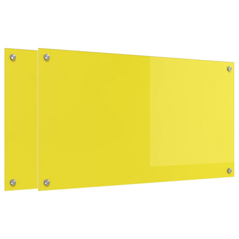 Panel kuchenny 2 pcs Żółty 90 x 50 cm szkło hartowane