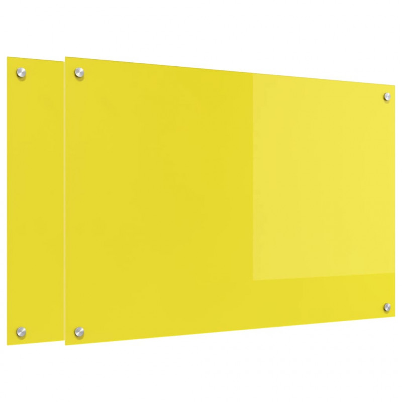 Panel kuchenny 2 pcs Żółty 90 x 60 cm szkło hartowane