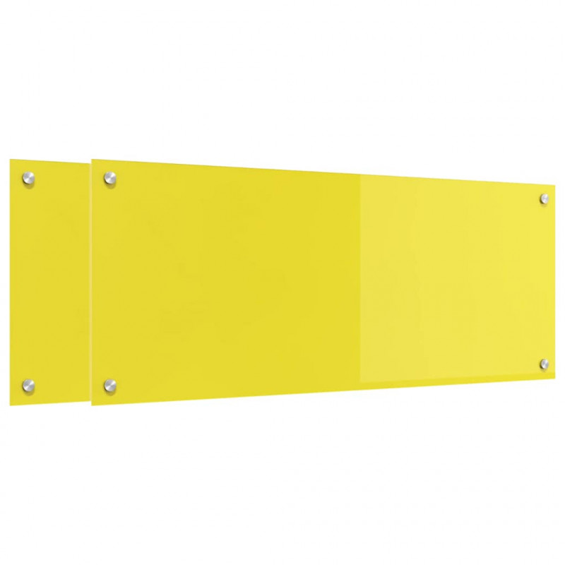 Panel kuchenny 2 pcs Żółty 100 x 40 cm szkło hartowane