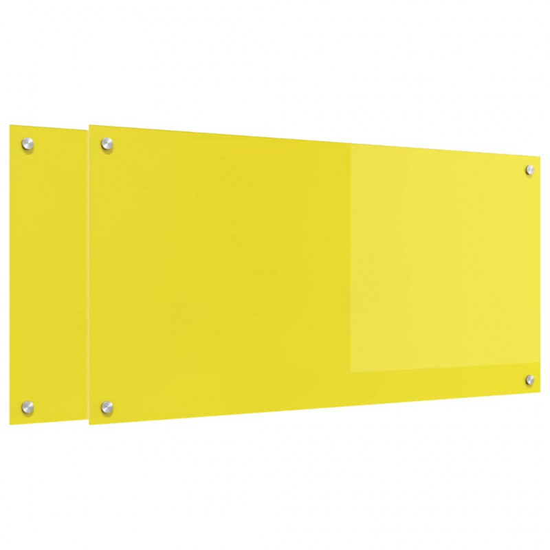Panel kuchenny 2 pcs Żółty 100 x 50 cm szkło hartowane