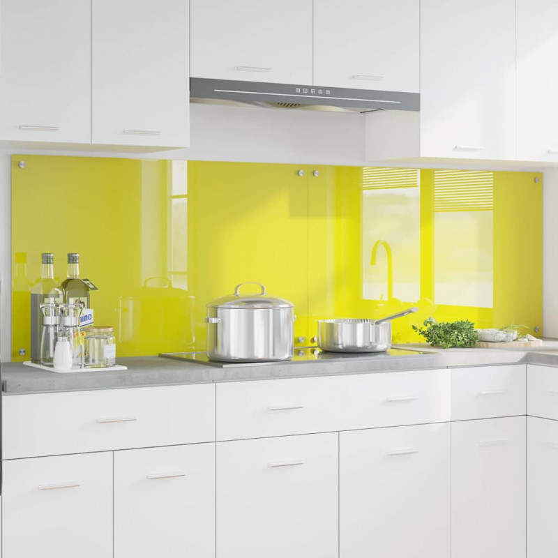 Panel kuchenny 2 pcs Żółty 100 x 60 cm szkło hartowane