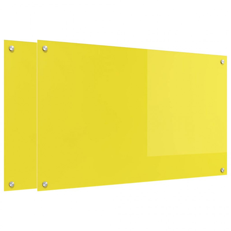 Panel kuchenny 2 pcs Żółty 100 x 60 cm szkło hartowane