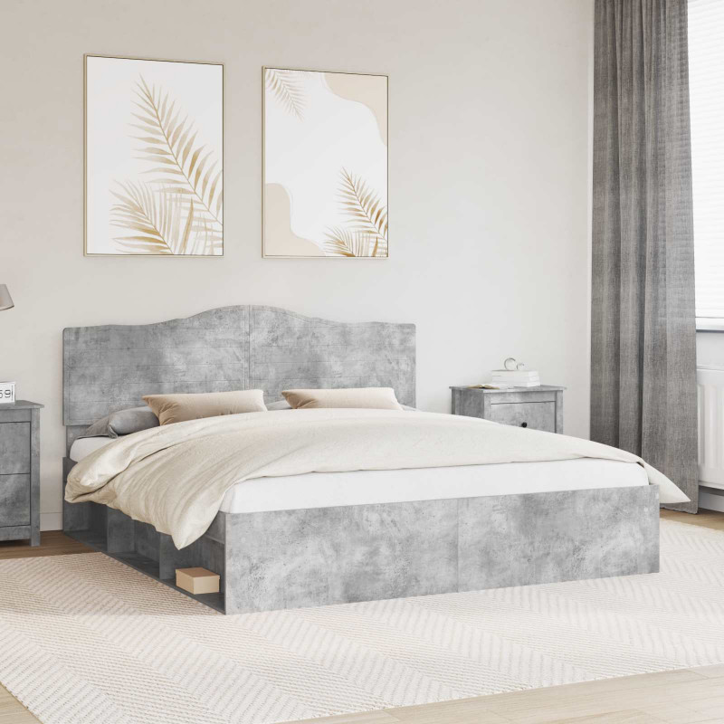Ramka łóżka Betonowy 180 x 200 cm Lite drewno sosnowe