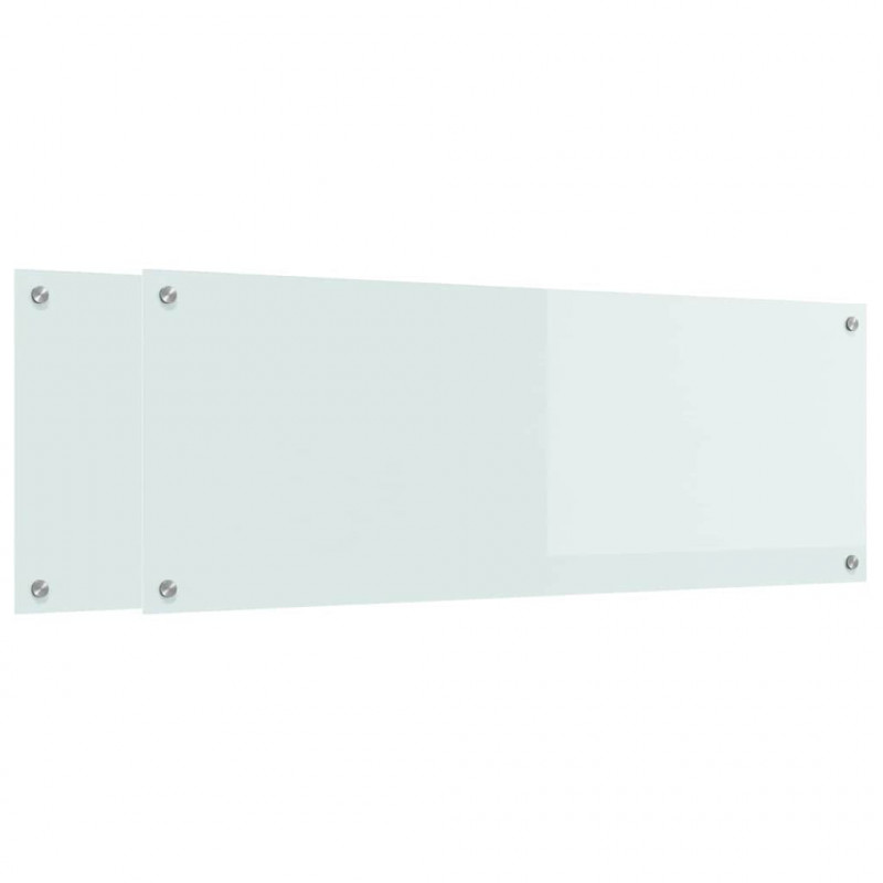 Panel kuchenny 2 pcs Biały 110 x 40 cm szkło hartowane
