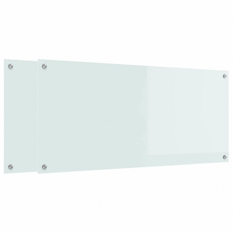 Panel kuchenny 2 pcs Biały 110 x 50 cm szkło hartowane