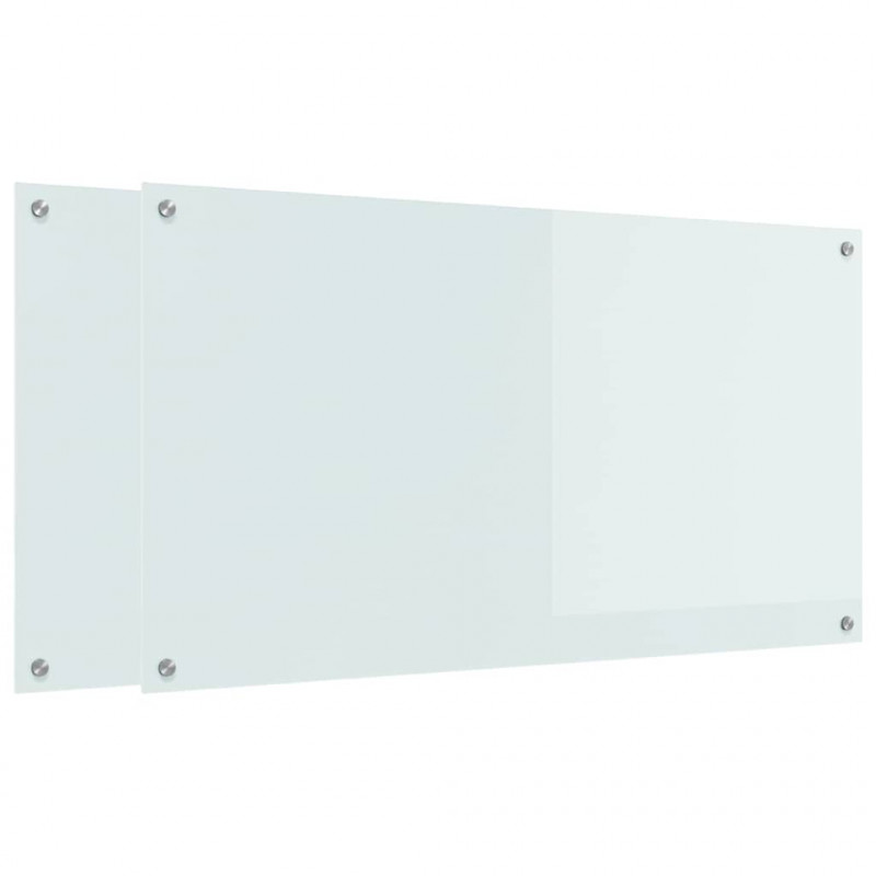 Panel kuchenny 2 pcs Biały 110 x 60 cm szkło hartowane