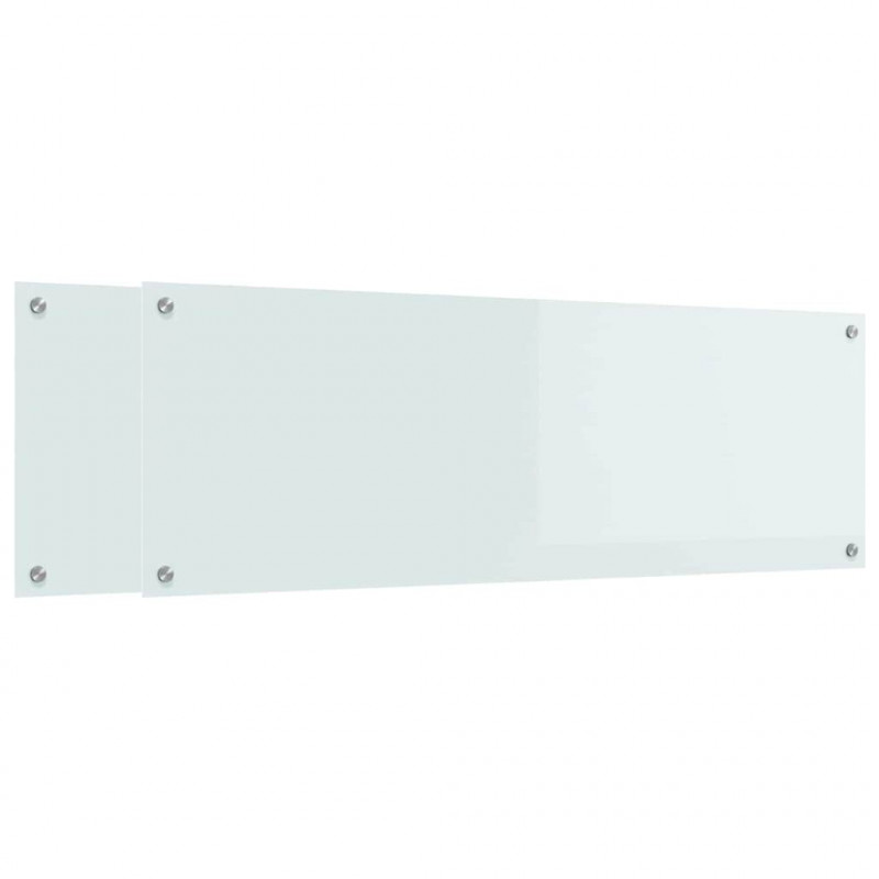 Panel kuchenny 2 pcs Biały 120 x 40 cm szkło hartowane