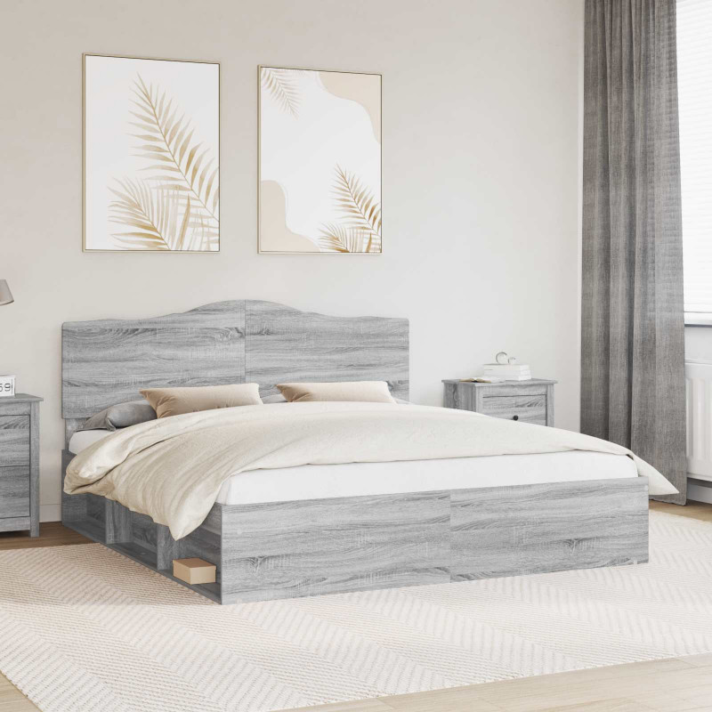 Ramka łóżka Szary Sonoma 180 x 200 cm Lite drewno sosnowe
