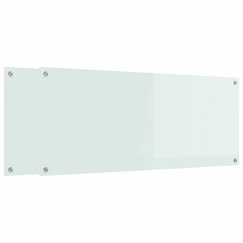 Panel kuchenny 2 pcs Biały 120 x 50 cm szkło hartowane