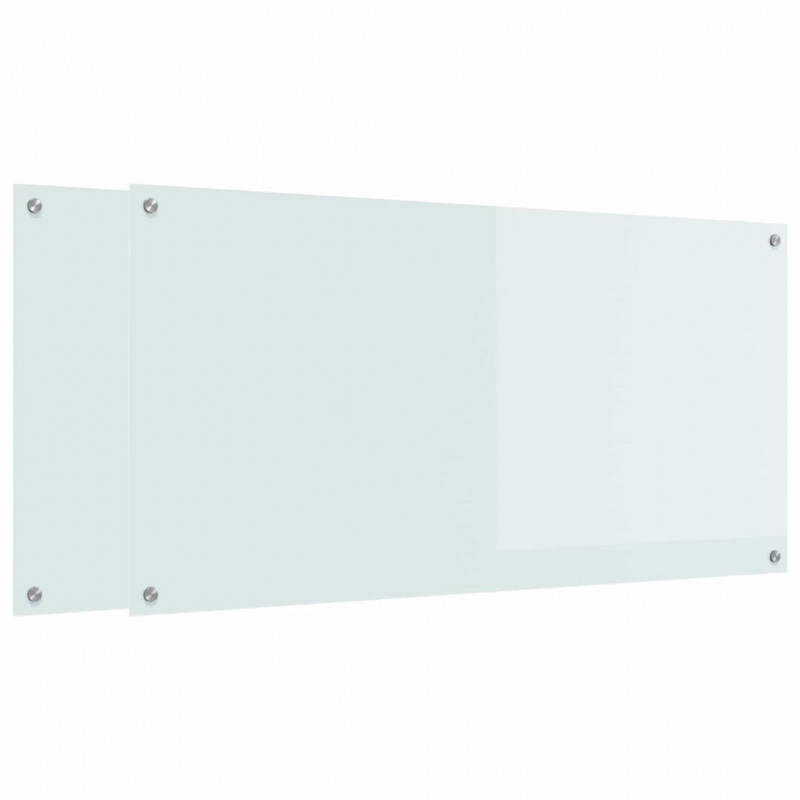 Panel kuchenny 2 pcs Biały 120 x 60 cm szkło hartowane