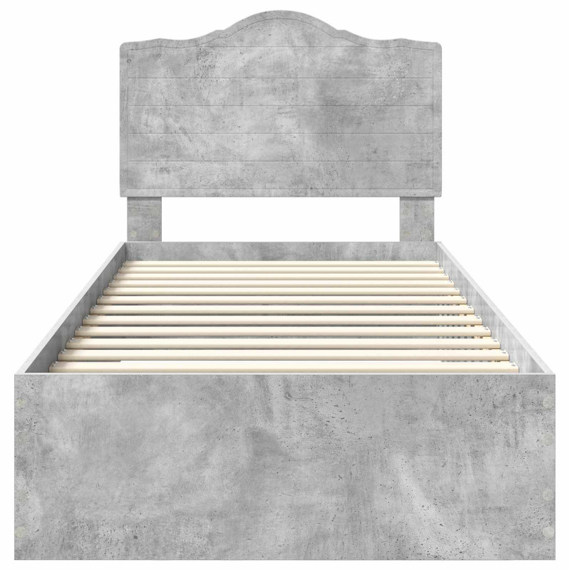 Ramka łóżka Betonowy szary 100 x 200 cm Materiał drewnopochodny