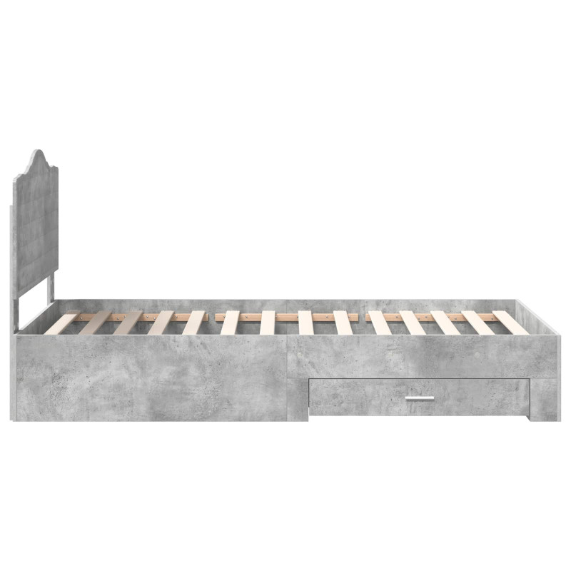 Ramka łóżka Betonowy szary 100 x 200 cm Materiał drewnopochodny