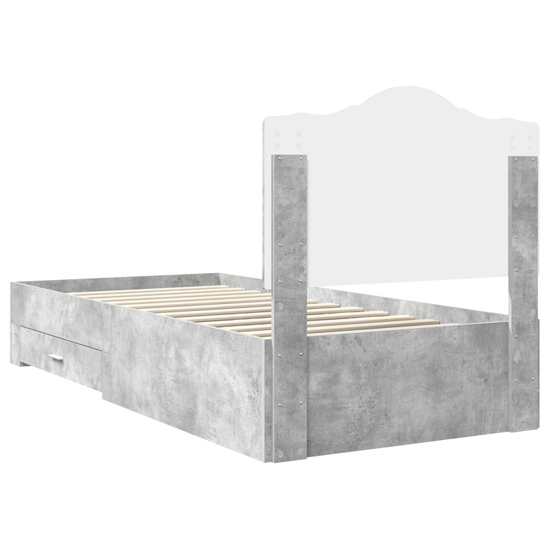 Ramka łóżka Betonowy szary 100 x 200 cm Materiał drewnopochodny