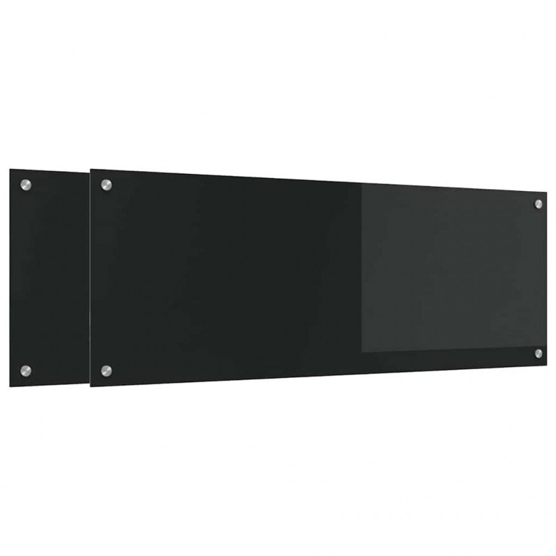 Panel kuchenny 2 pcs Czarny 110 x 40 cm szkło hartowane