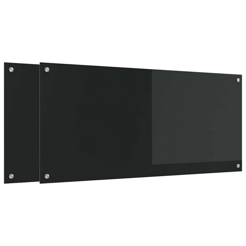 Panel kuchenny 2 pcs Czarny 110 x 50 cm szkło hartowane