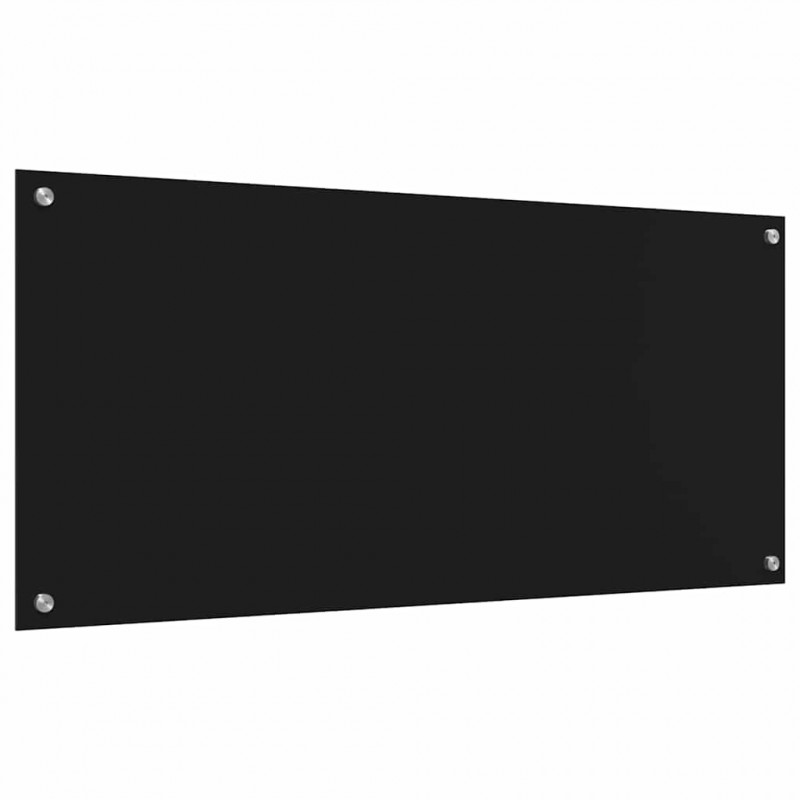Panel kuchenny 2 pcs Czarny 110 x 50 cm szkło hartowane