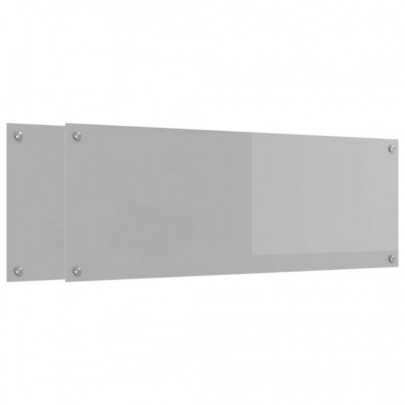 Panel kuchenny 2 pcs Jasnoszary 110 x 40 cm szkło hartowane