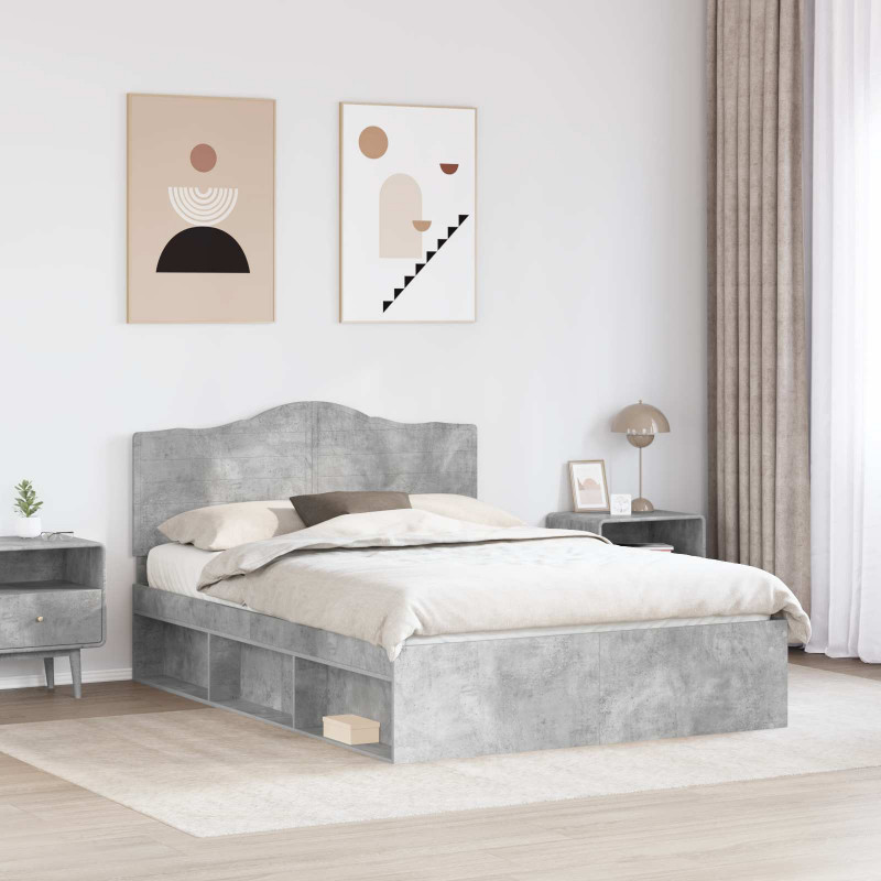 Ramka łóżka Betonowy 160 x 200 cm Lite drewno sosnowe