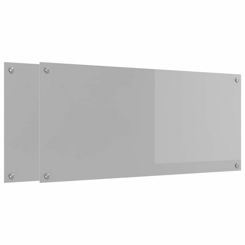 Panel kuchenny 2 pcs Jasnoszary 110 x 50 cm szkło hartowane