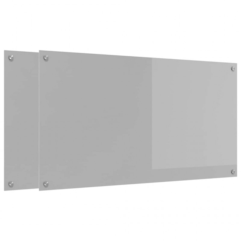 Panel kuchenny 2 pcs Jasnoszary 110 x 60 cm szkło hartowane