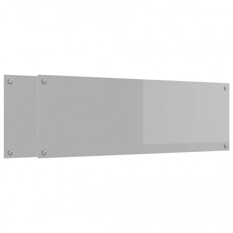 Panel kuchenny 2 pcs Jasnoszary 120 x 40 cm szkło hartowane