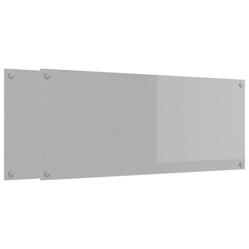 Panel kuchenny 2 pcs Jasnoszary 120 x 50 cm szkło hartowane