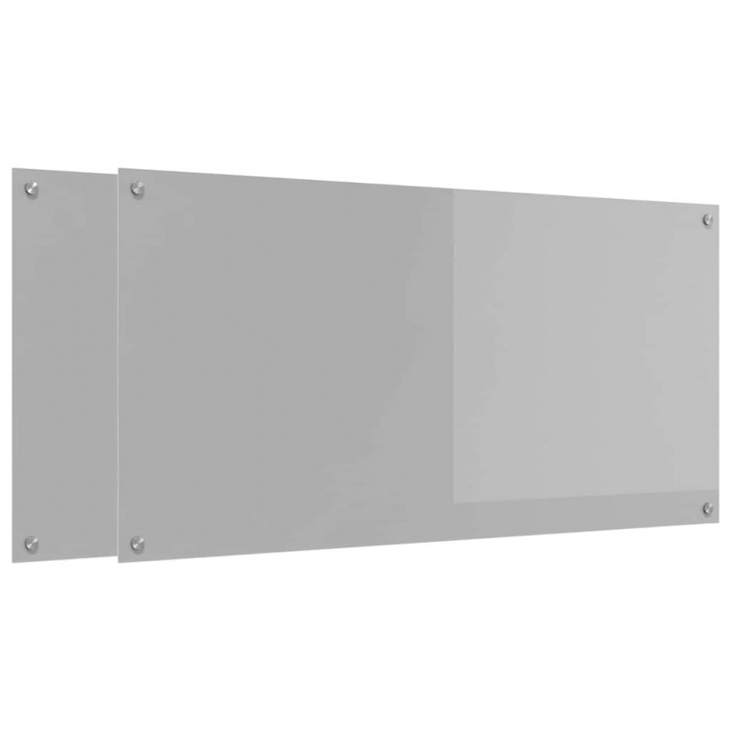 Panel kuchenny 2 pcs Jasnoszary 120 x 60 cm szkło hartowane