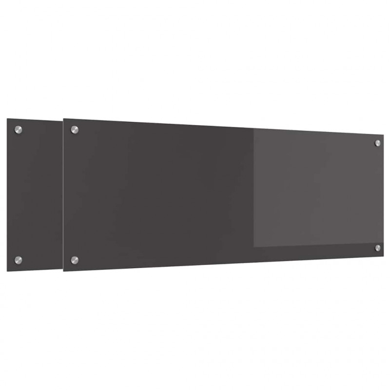 Panel kuchenny 2 pcs Ciemnoszary 110 x 40 cm szkło hartowane