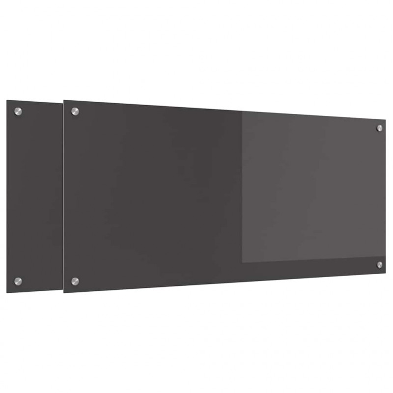 Panel kuchenny 2 pcs Ciemnoszary 110 x 50 cm szkło hartowane