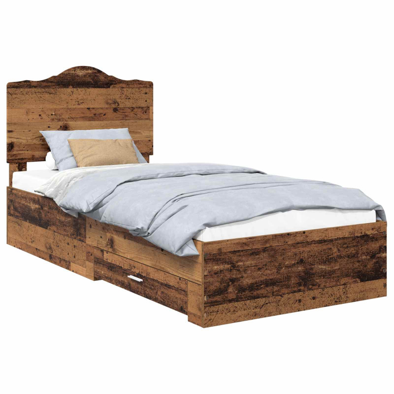 Ramka łóżka Stare drewno 100 x 200 cm Materiał drewnopochodny