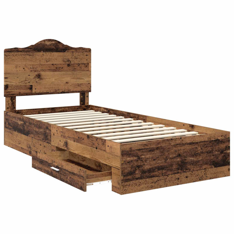 Ramka łóżka Stare drewno 100 x 200 cm Materiał drewnopochodny