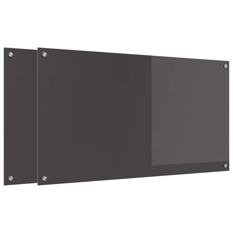 Panel kuchenny 2 pcs Ciemnoszary 110 x 60 cm szkło hartowane