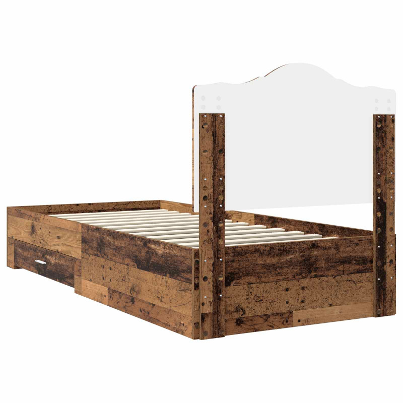 Ramka łóżka Stare drewno 100 x 200 cm Materiał drewnopochodny