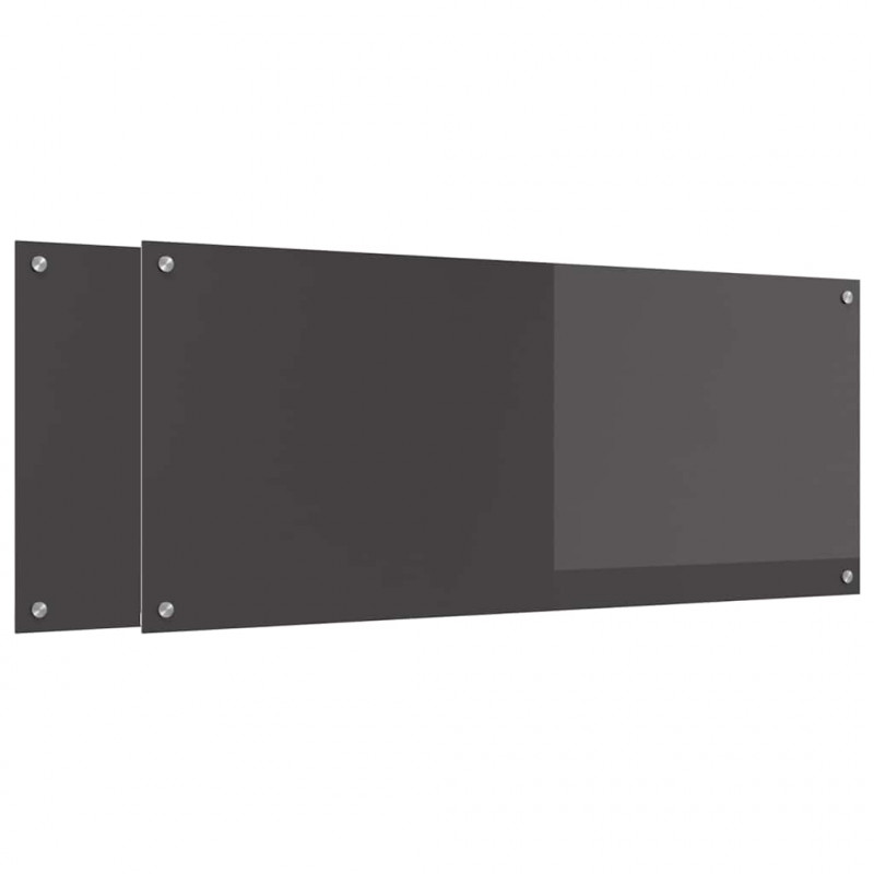 Panel kuchenny 2 pcs Ciemnoszary 120 x 50 cm szkło hartowane