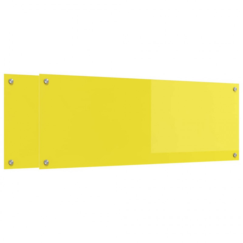 Panel kuchenny 2 pcs Żółty 110 x 40 cm szkło hartowane