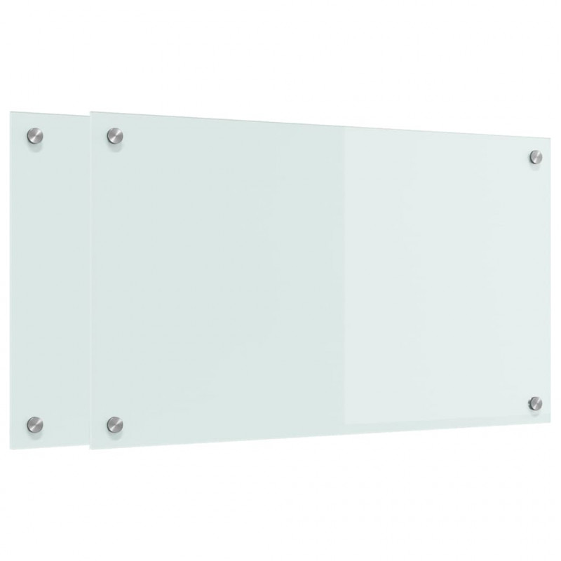 Panel kuchenny 2 pcs Biały 70 x 40 cm szkło hartowane