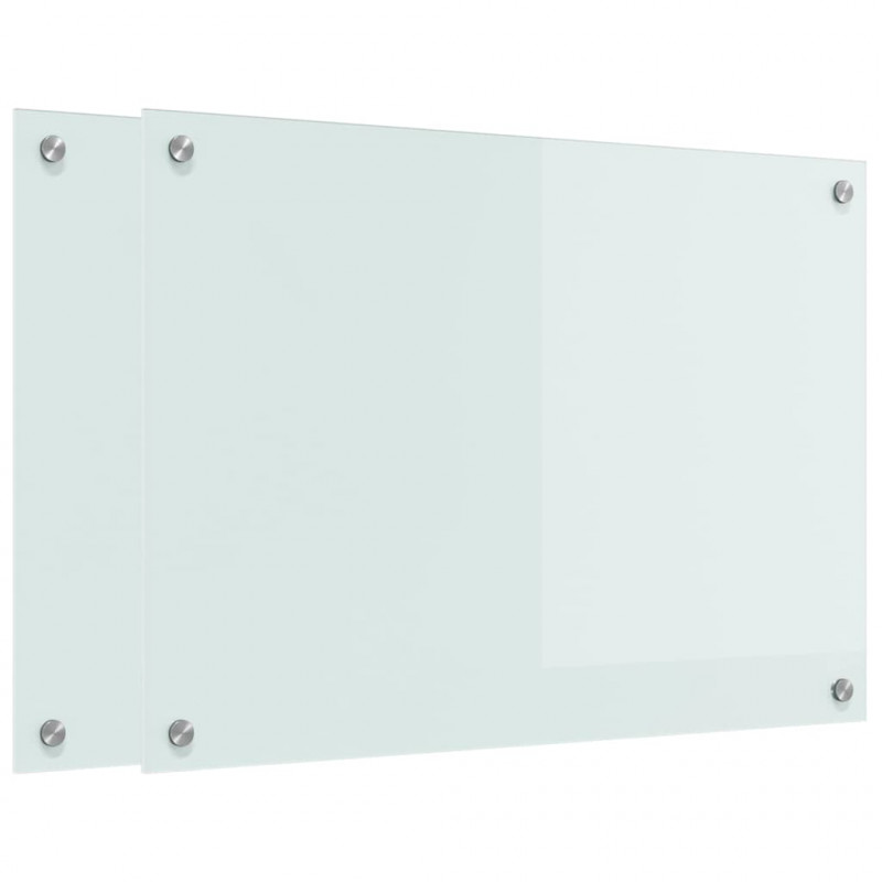 Panel kuchenny 2 pcs Biały 70 x 50 cm szkło hartowane