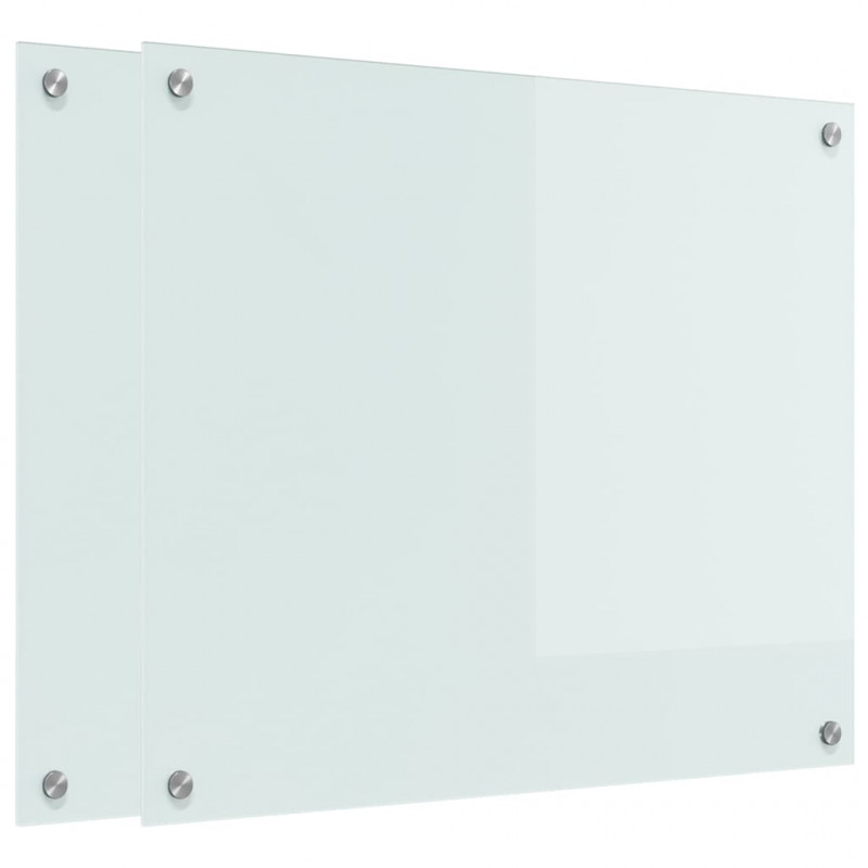Panel kuchenny 2 pcs Biały 70 x 60 cm szkło hartowane