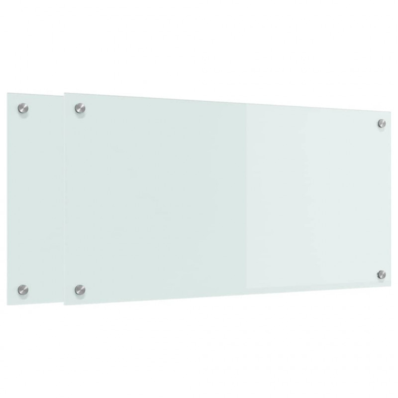 Panel kuchenny 2 pcs Biały 80 x 40 cm szkło hartowane